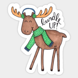 Bundle Up Cold Moose Sticker